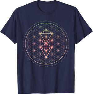 Trippy Cool Yoga Sacred Geometry Geometric Repeating Circles T-Shirt - T-Shirt | Navy