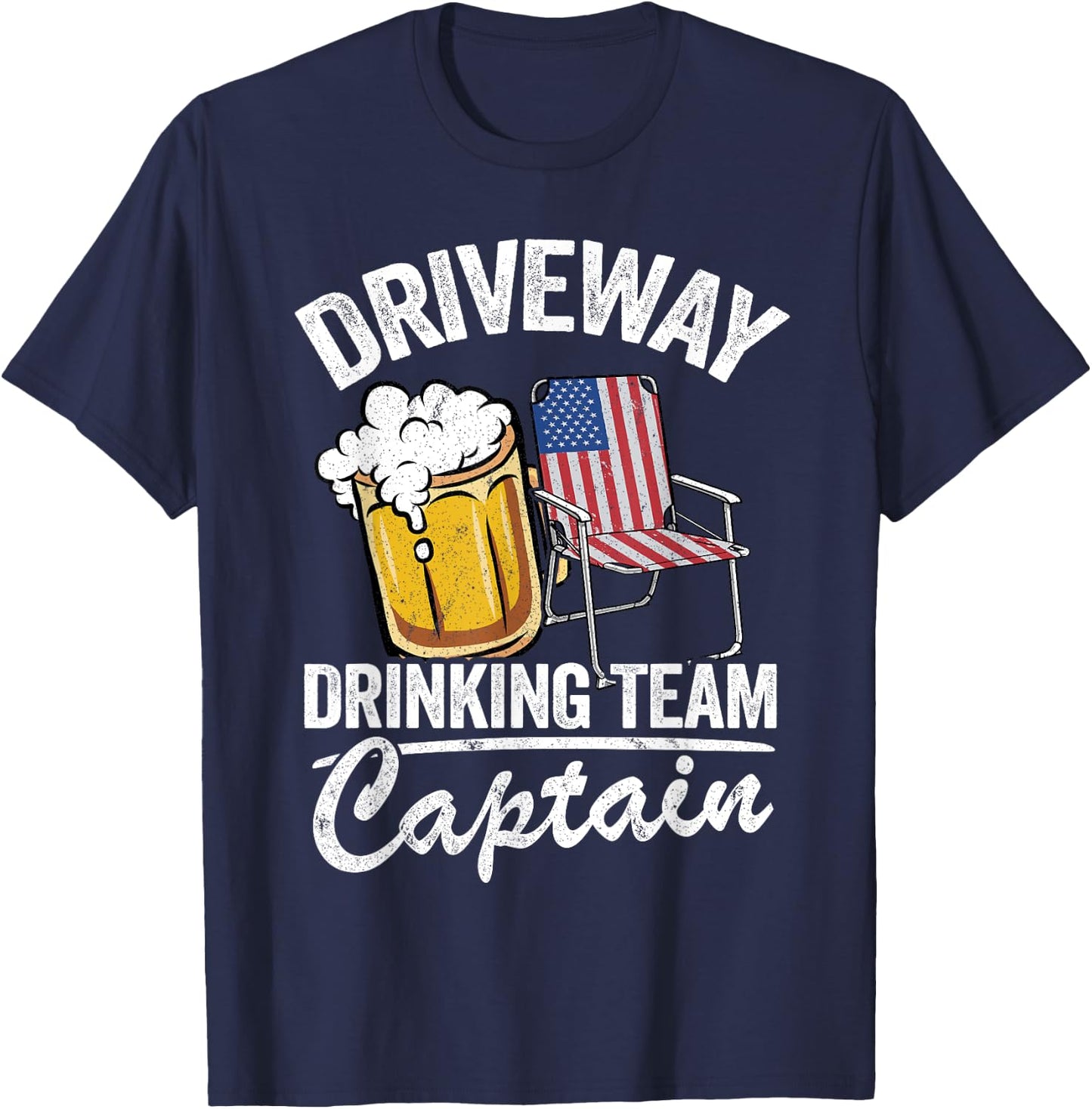 Beer Driveway Drinker US Flag Driveway Drinking Team Captain T-Shirt - T-Shirt | Navy