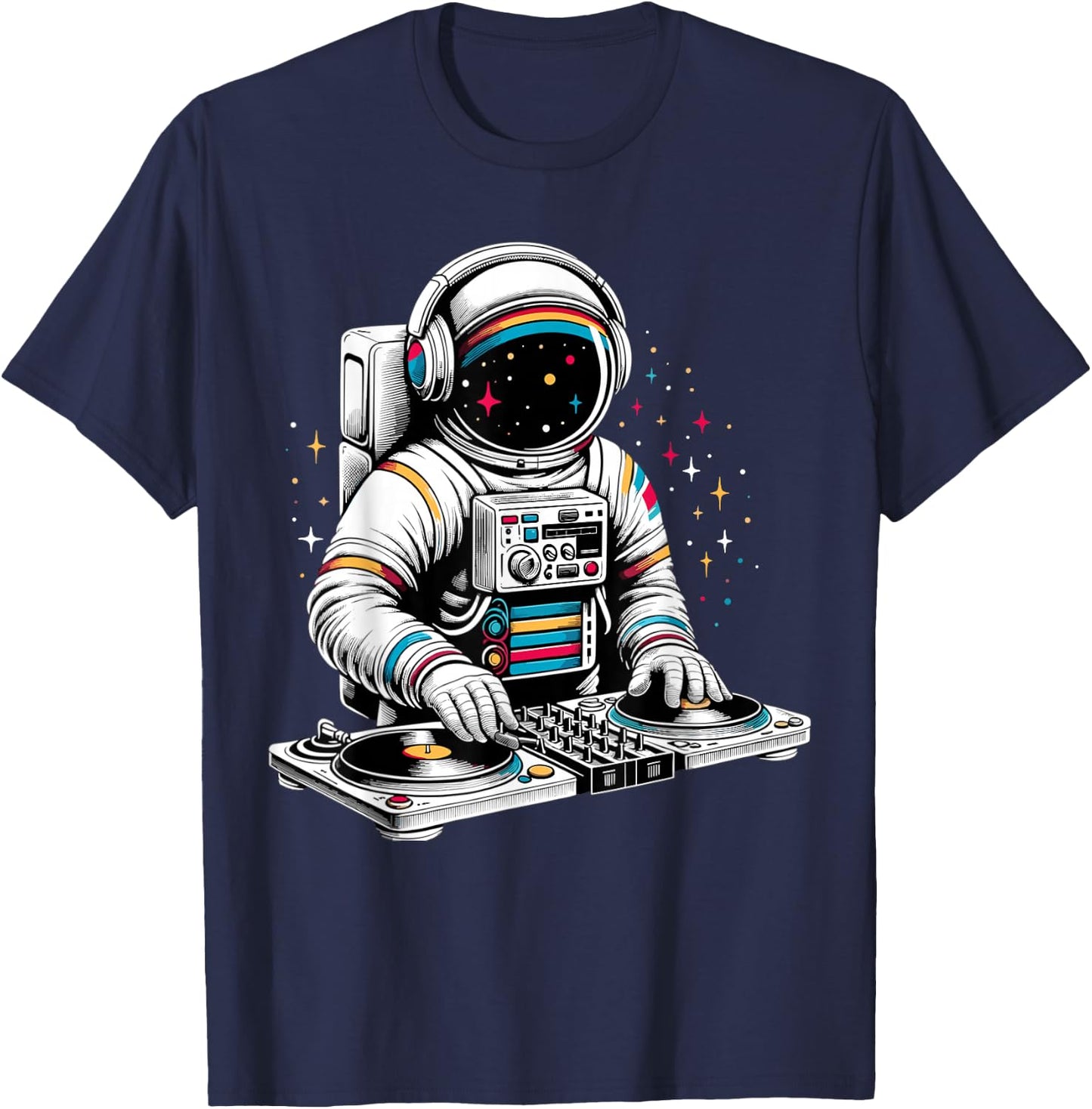 Astronaut DJ Planets Space T-Shirt - T-Shirt | Navy