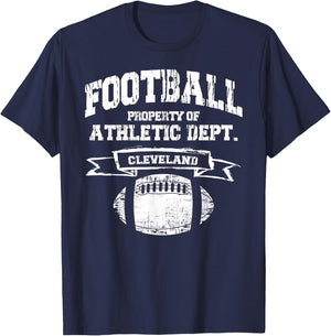 Cleveland Football Property Of Athletic Dept. Retro Grunge T-Shirt - T-Shirt | Navy