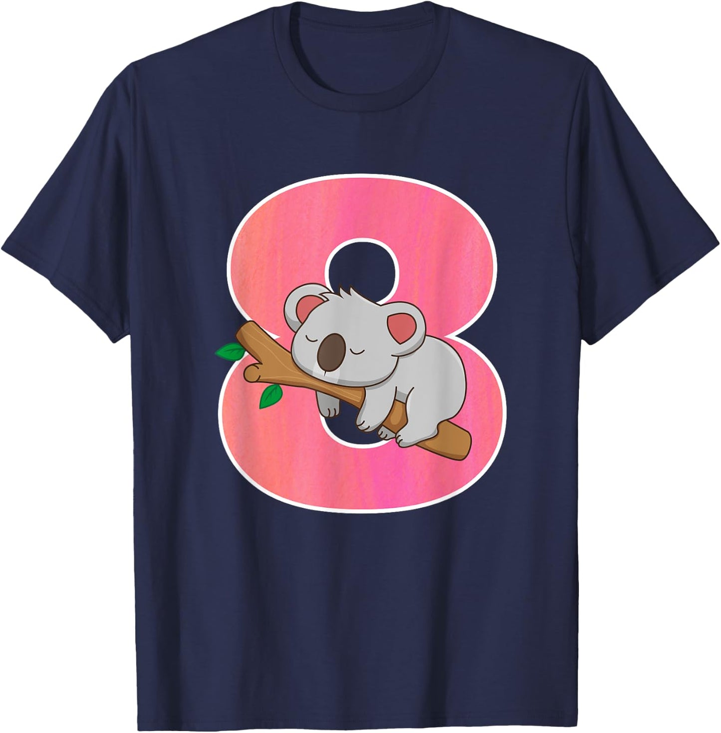 Koala Bear Girls 8th Birthday Turning 8 Koala Birthday T-Shirt - T-Shirt | Navy