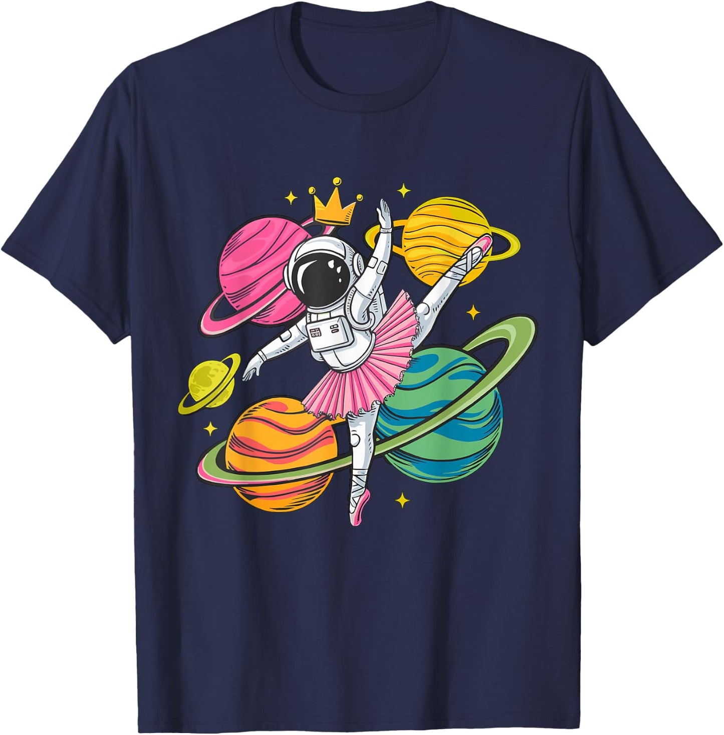Ballerina Astronaut Space Dancing Dance Girl T-Shirt - T-Shirt | Navy