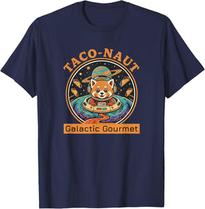 Taco-naut Galactic Gourmet Red Panda Space Food Adventure T-Shirt - T-Shirt | Navy