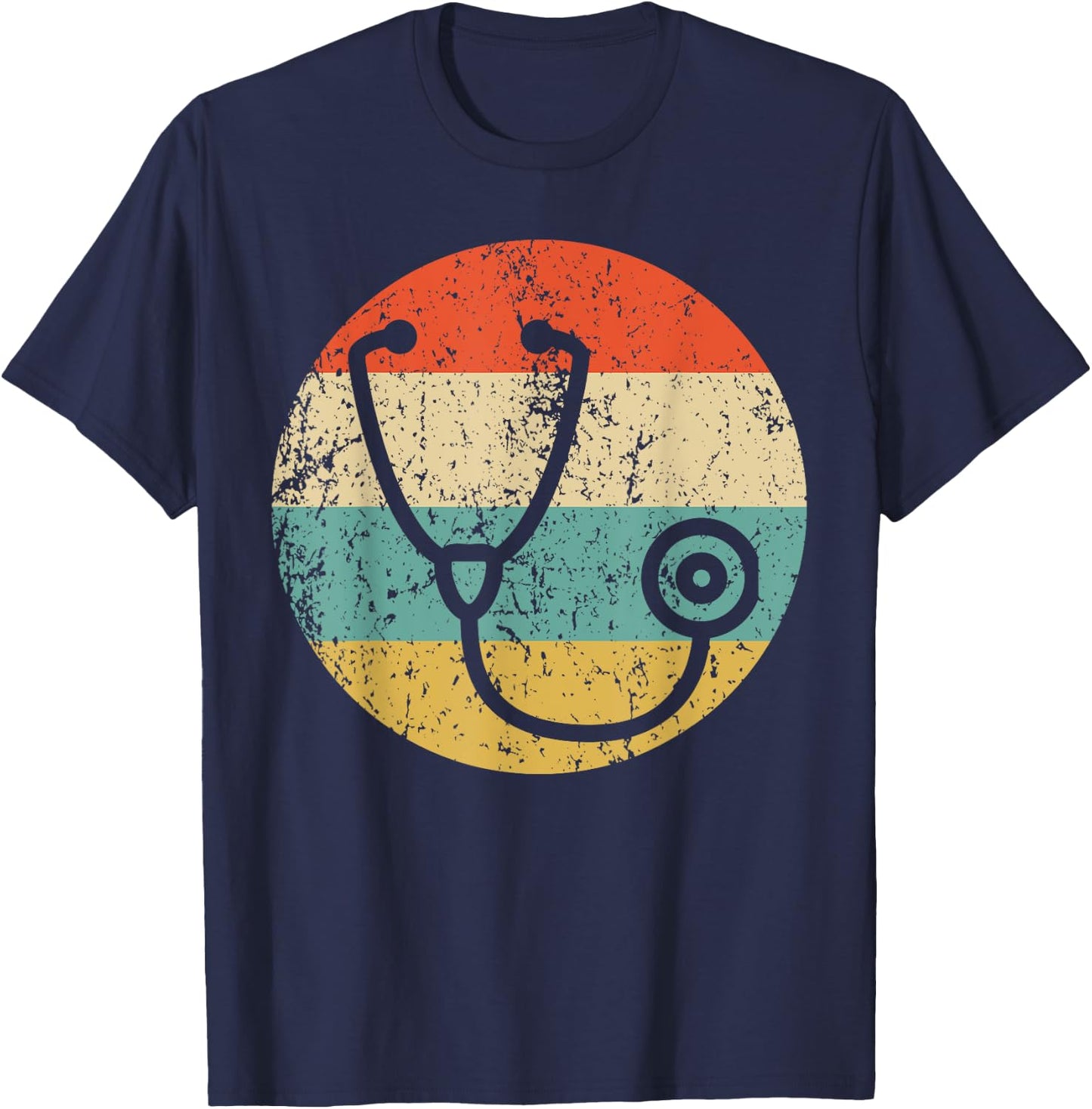 Doctor Nurse Vintage Retro Stethoscope T-Shirt - T-Shirt | Navy
