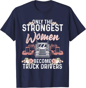 Funny Truck Driver Girls Lorry Cab Female Driving T-Shirt - T-Shirt | Navy
