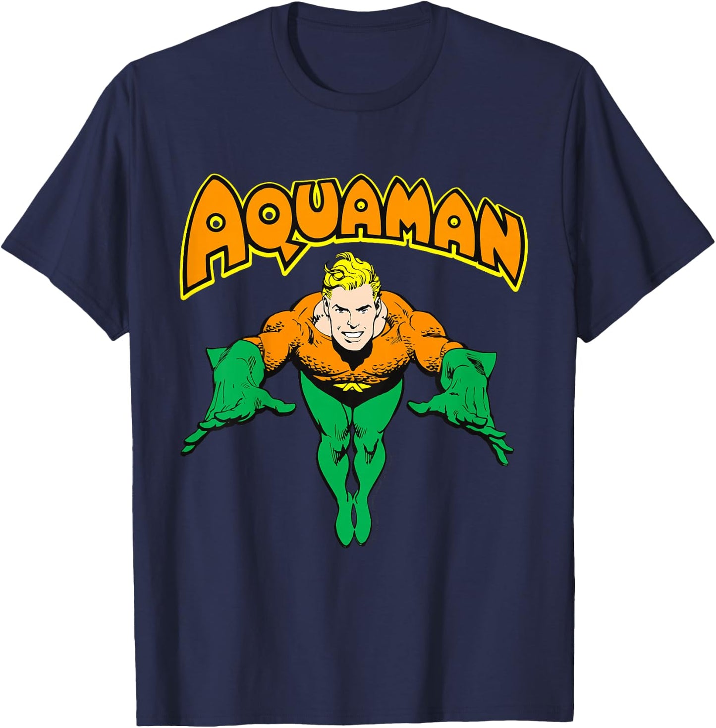 Kids DC Comics Aquaman Vintage Portrait Logo T-Shirt - T-Shirt | Navy