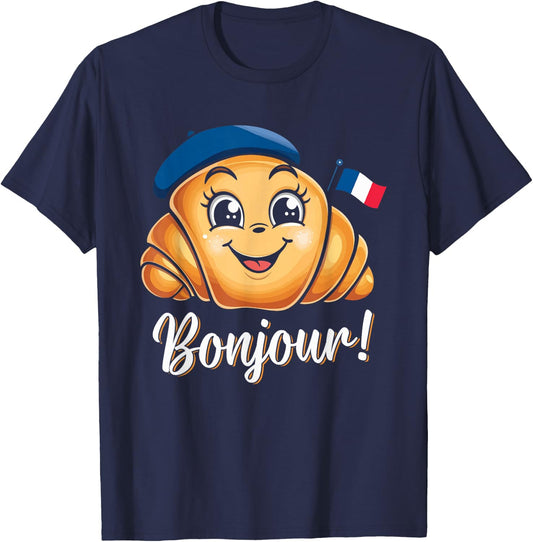 Croissant French Saying Quote France Baking Breakfast Funny T-Shirt - T-Shirt | Navy