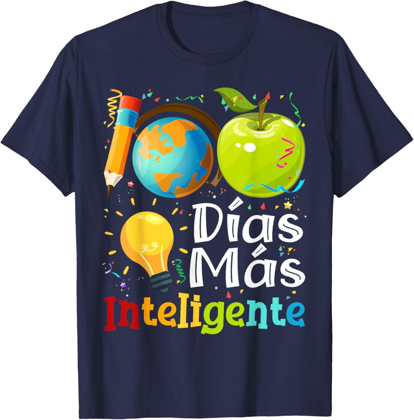 100 Dias mas inteligente Spanish Teacher 100th Day School Women Kids T-Shirt - T-Shirt | Navy
