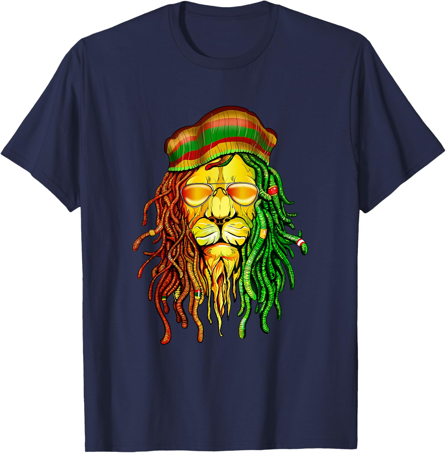 Reggae Music lovers , Jamaican Lion T-Shirt - T-Shirt | Navy