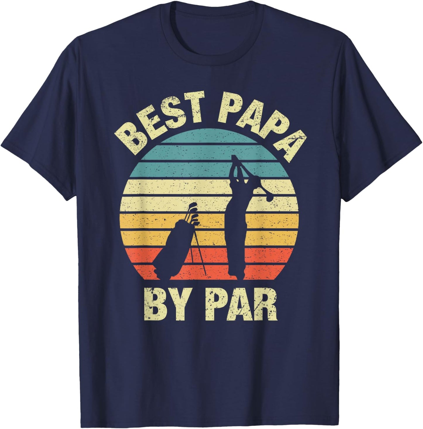 Vintage Best Papa By Par Father's Day Golfing T-Shirt - T-Shirt | Navy