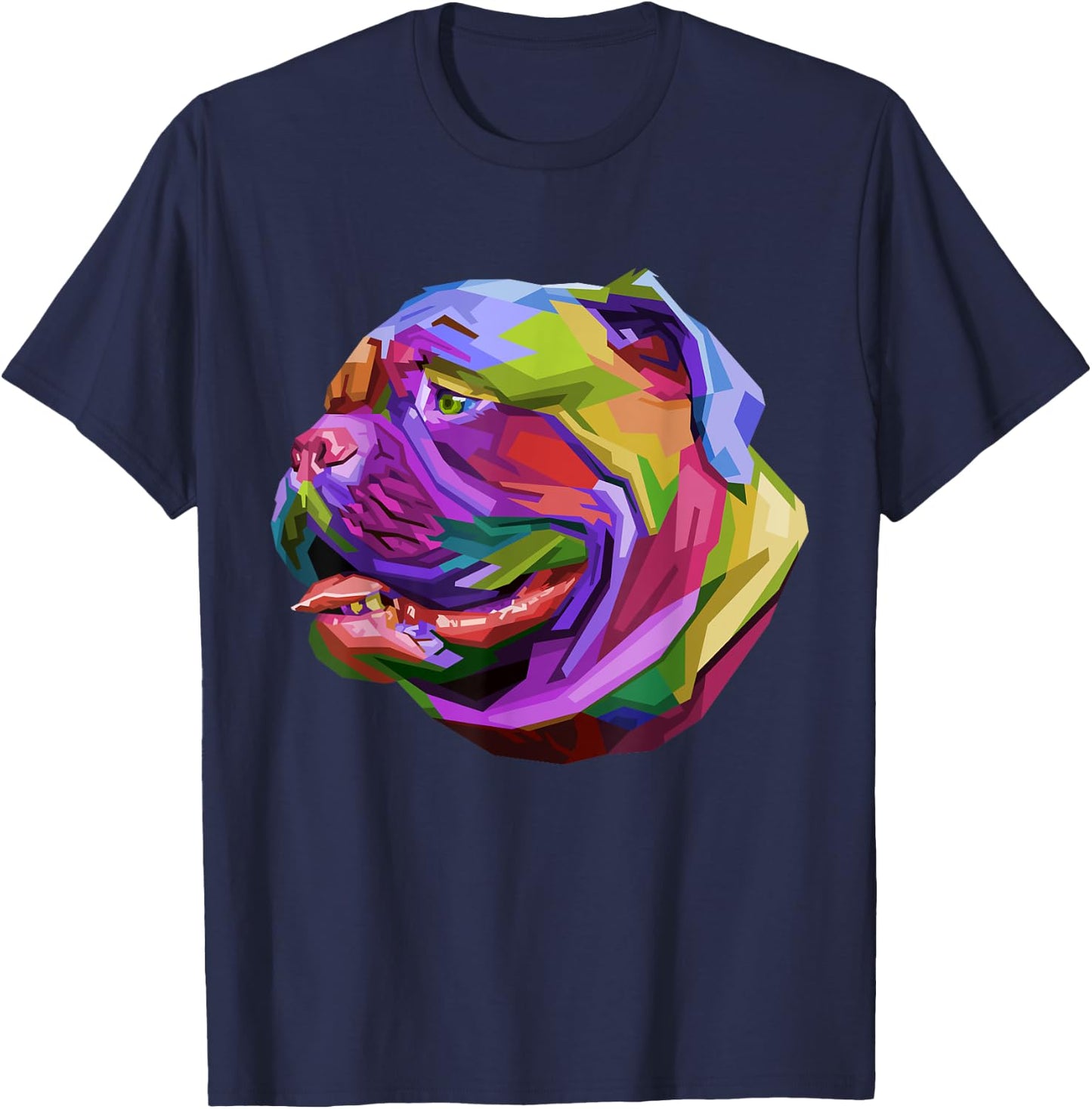 English British Bulldog Pop Art Portrait for Dog Owners T-Shirt - T-Shirt | Navy
