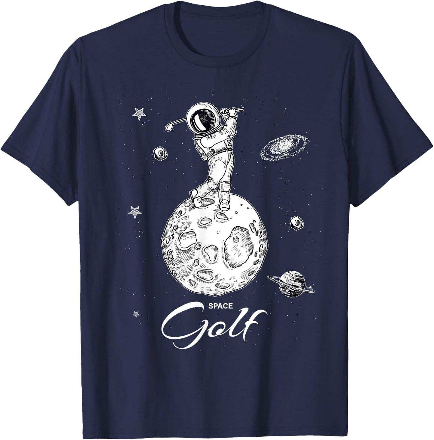 Cool Astronaut Novelty Play Golf Graphic & Cool Designs T-Shirt - T-Shirt | Navy