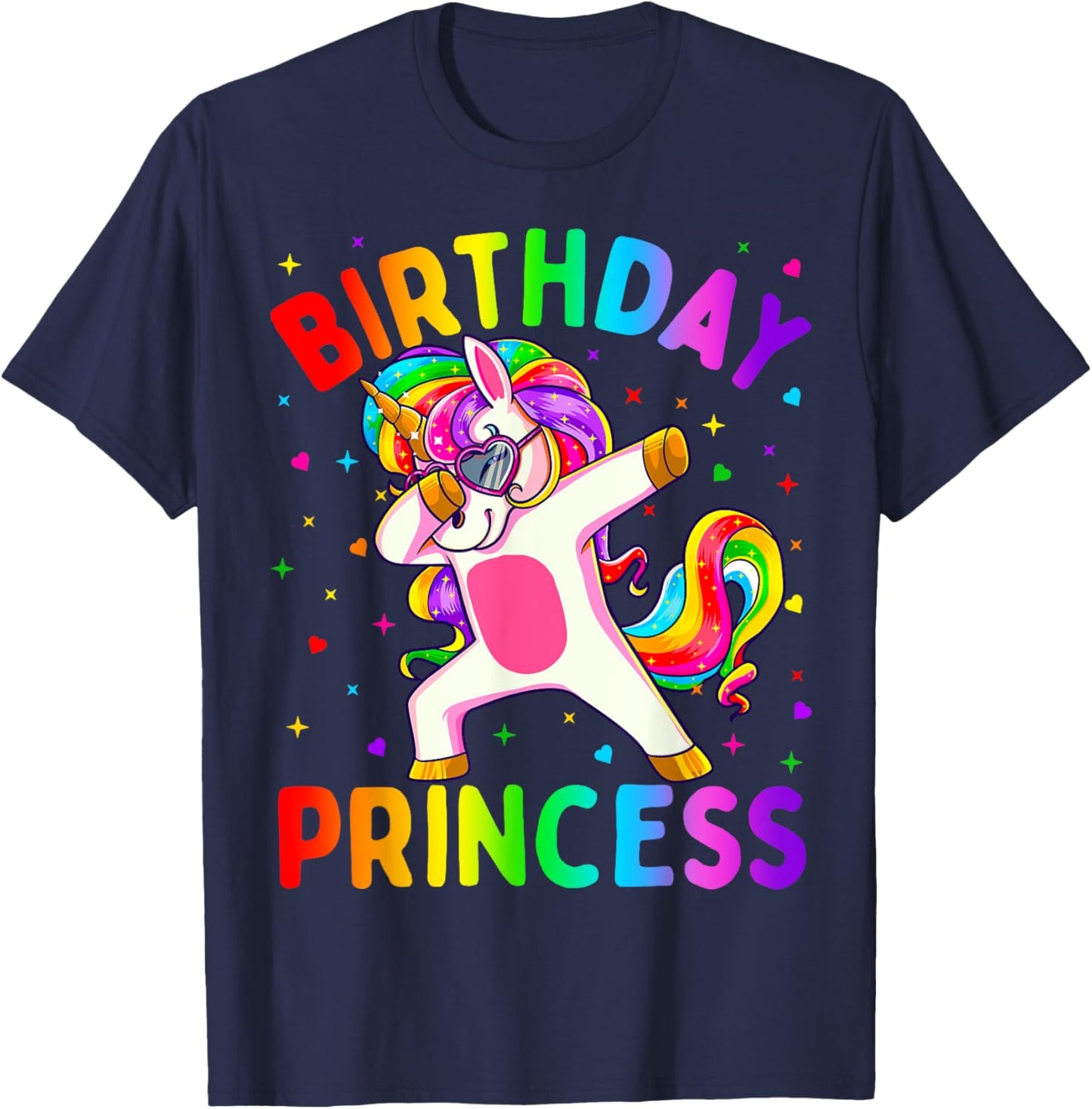 Birthday Princess Girl Dabbing Unicorn Girls T-Shirt - T-Shirt | Navy
