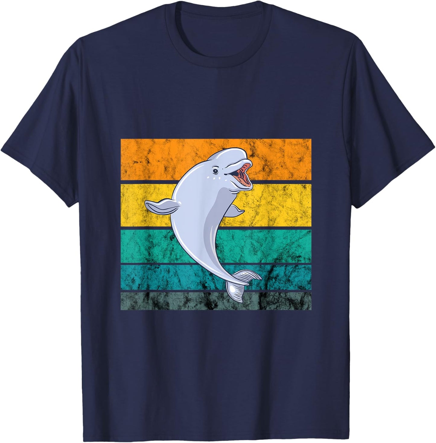 Beluga Whale Retro Vintage White Whale Arctic Ocean Mammals T-Shirt - T-Shirt | Navy