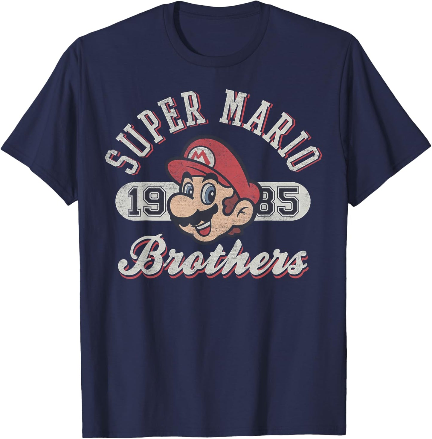 Super Mario Bros 1985 Face Vintage Logo Graphic T-Shirt - T-Shirt | Navy