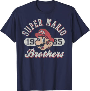 Super Mario Bros 1985 Face Vintage Logo Graphic T-Shirt - T-Shirt | Navy