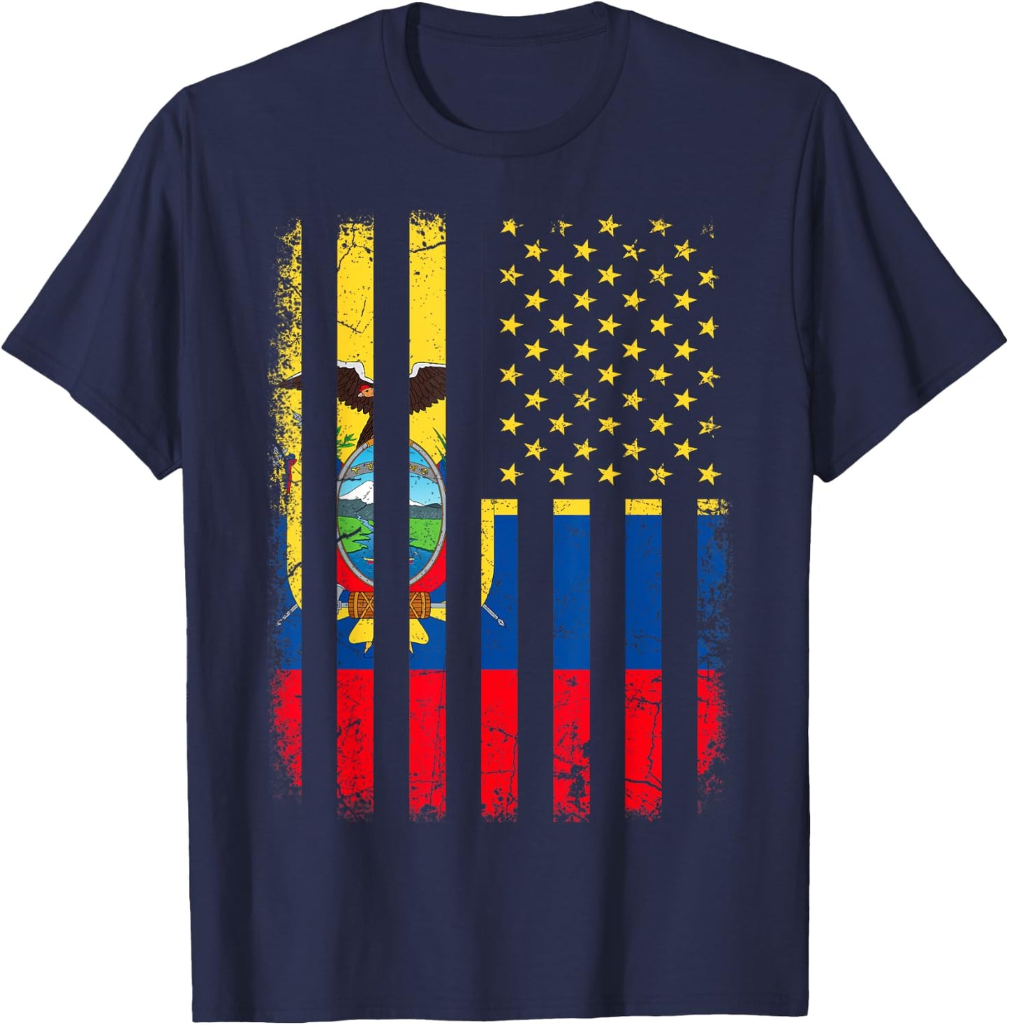 Ecuadorian American Flag Ecuadorian Roots Ecuador America T-Shirt - T-Shirt | Navy