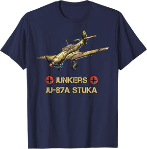 Aircraft Junkers JU-87A German Fighter Bomber T-Shirt - T-Shirt | Navy