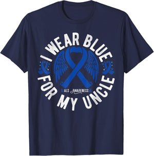 I Wear Blue For My Uncle ALS Uncle Als Awareness T-Shirt - T-Shirt | Navy