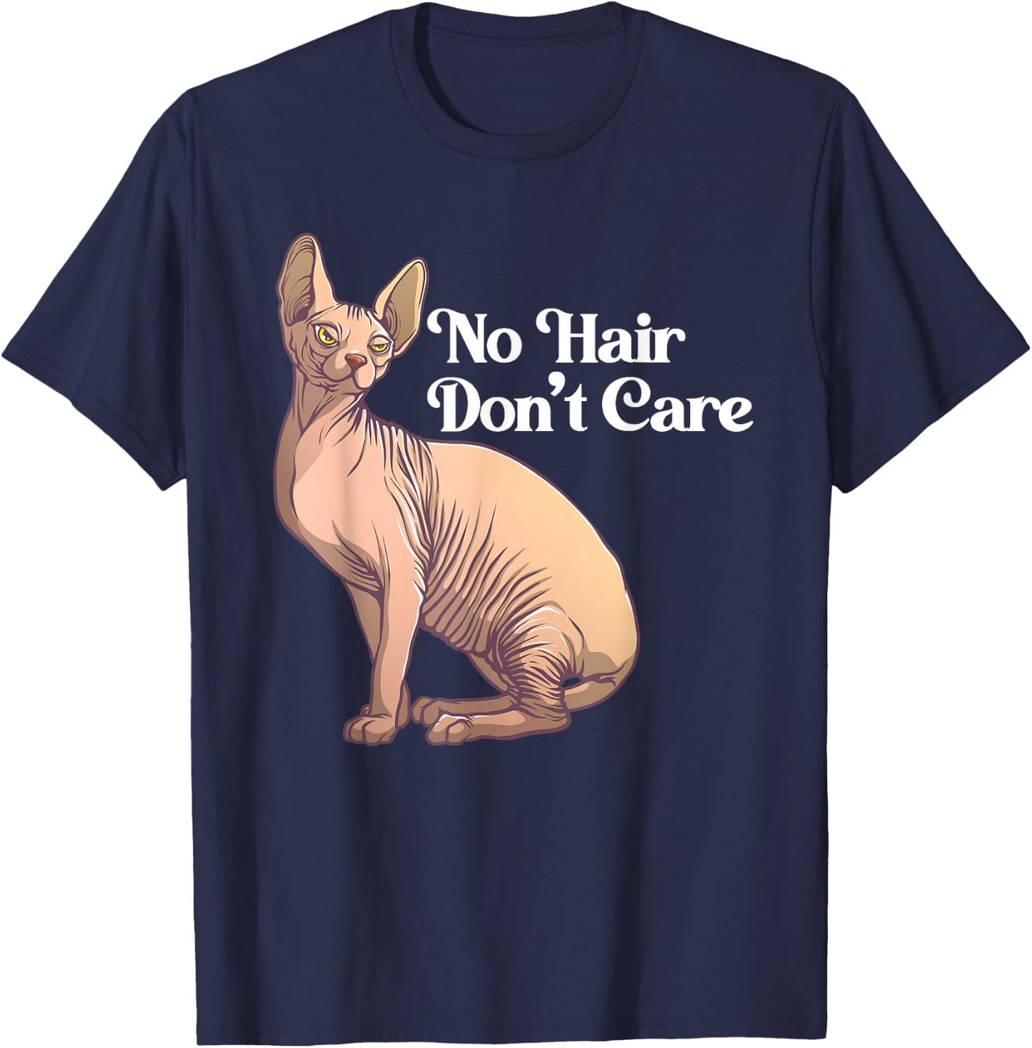 Funny Sphynx Cat Art Women Hairless Cat Lover Pet T-Shirt - T-Shirt | Navy