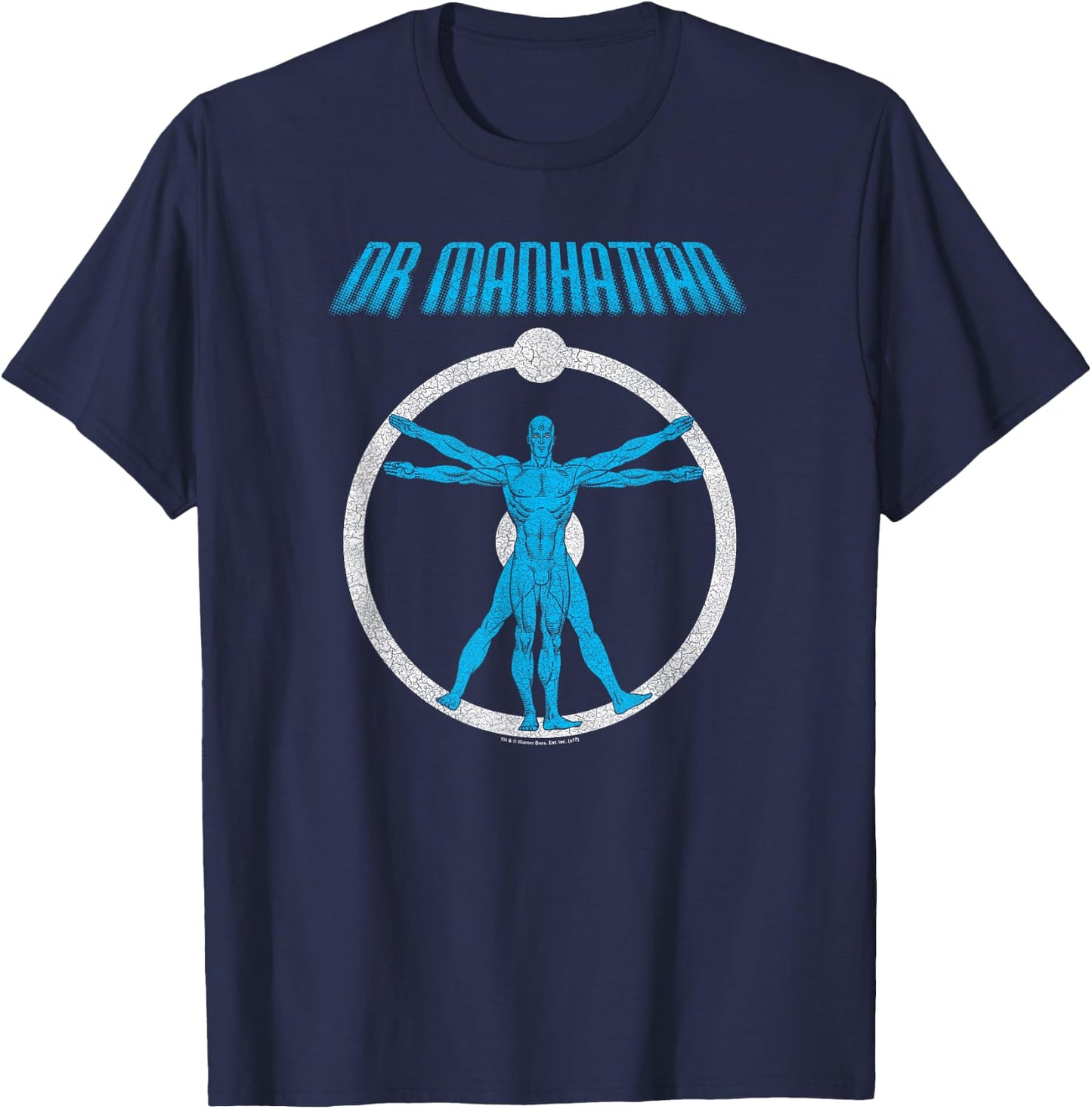 DC Comics Watchmen Dr. Manhattan Anatomy - Women's & Adult - Blue - Short Sleeve - - Classic Fit - 100% Polyester - Superhero T-Shirt - T-Shirt | Navy