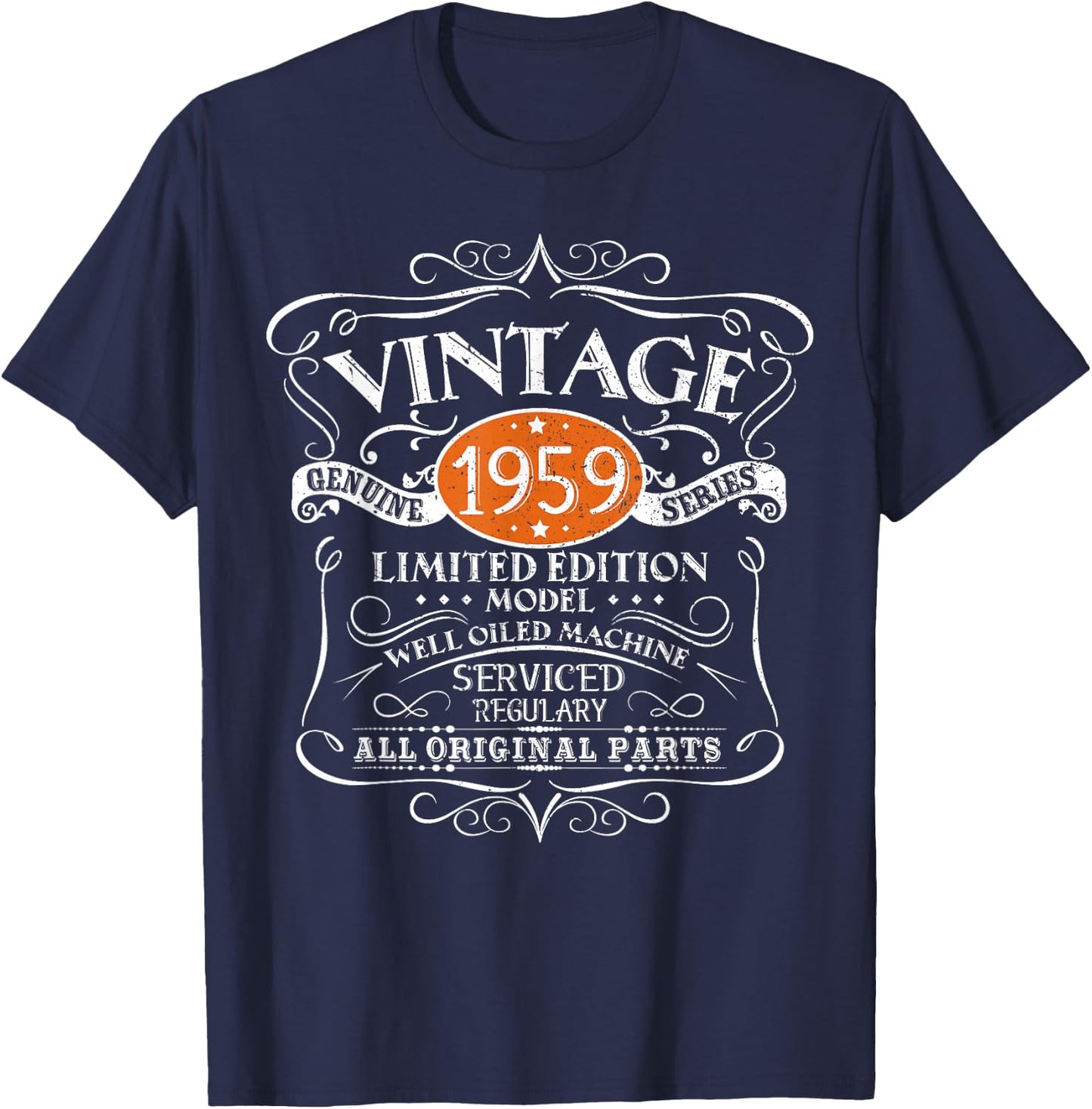 Vintage 1959 65th Birthday All Original Parts Design T-Shirt - T-Shirt | Navy