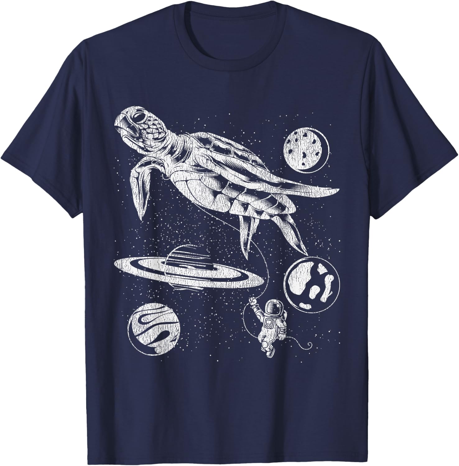 Space Turtle Space Universe Planets Astronaut T-Shirt - T-Shirt | Navy