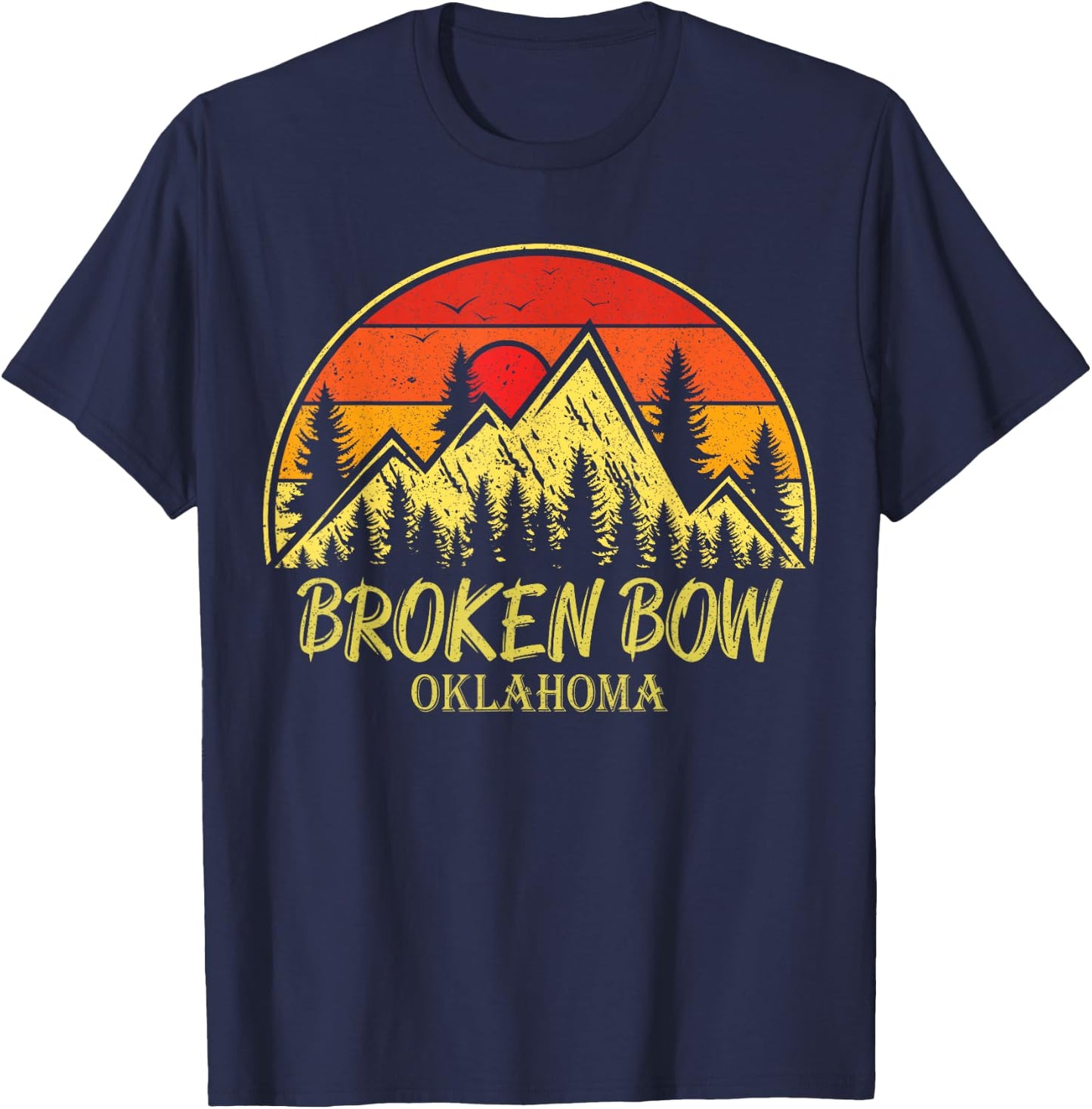 Vintage Broken Bow Oklahoma OK Mountains Hiking Souvenir T-Shirt - T-Shirt | Navy