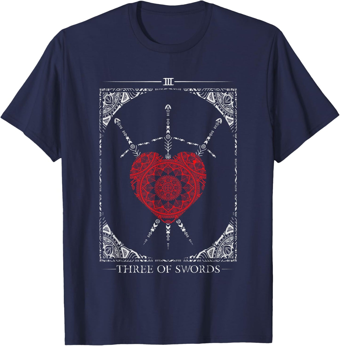 Vintage - 3 Of Swords Tarot Card T-Shirt - T-Shirt | Navy