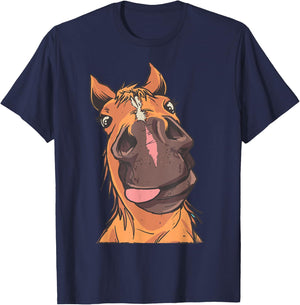 Horse Gifts Funny Horse Riding - -Adult, Black, Short Sleeve, Classic Fit, Small T-Shirt - T-Shirt | Navy