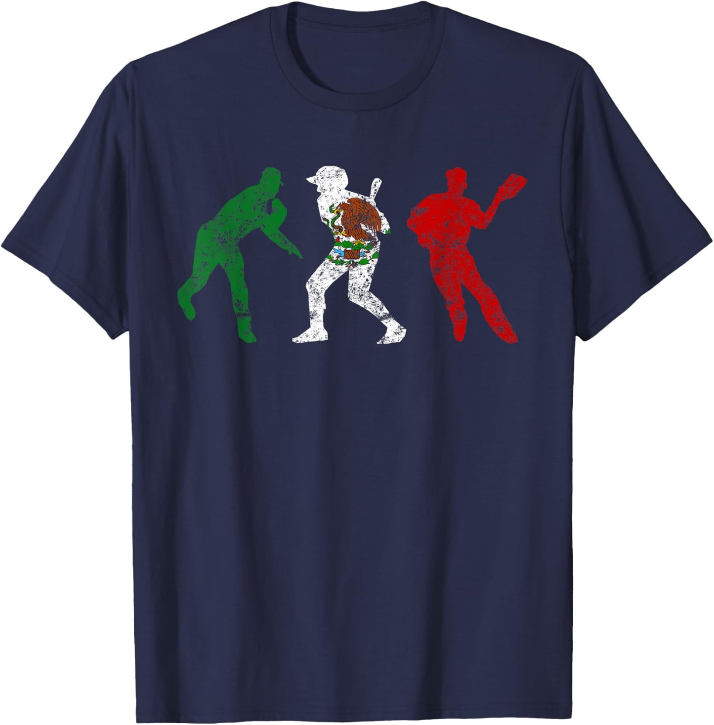 Mexico Baseball Flag Mexican Vintage Beisbol Gift T-Shirt - T-Shirt | Navy