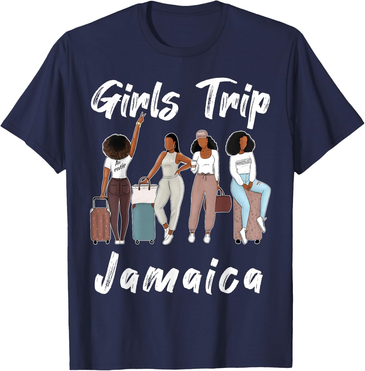 Jamaica Girls Trip 2026 Funny Best Friends Summer Holiday T-Shirt - T-Shirt | Navy
