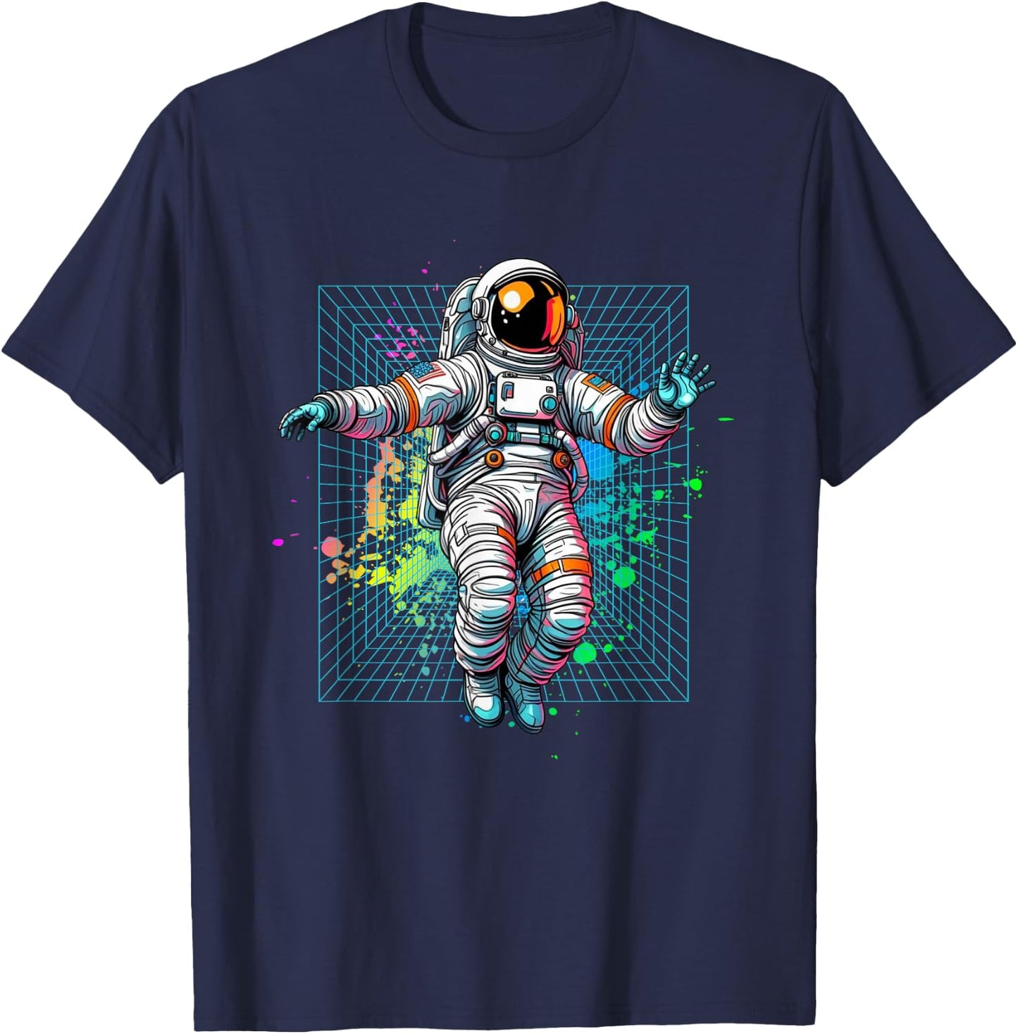 Astronaut Floating in Space Galaxy Graphic T-Shirt - T-Shirt | Navy