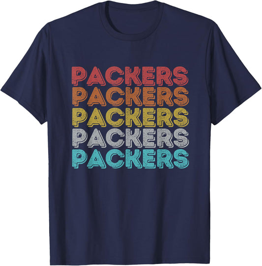 Vintage Retro Packers T-Shirt - T-Shirt | Navy