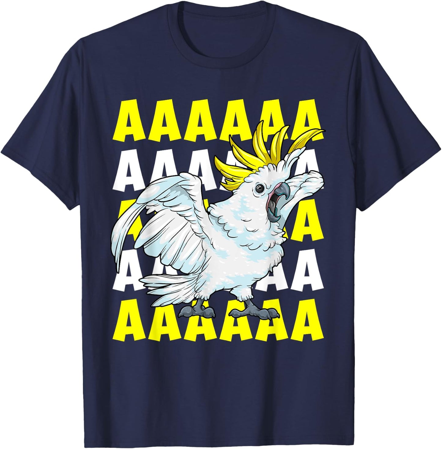 Screaming Cockatoo Umbrella Bird Memory Funny Parrot T-Shirt - T-Shirt | Navy
