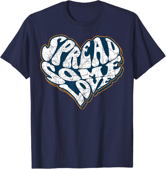 Aesthetic heart positive vibes spread some love saying T-Shirt - T-Shirt | Navy