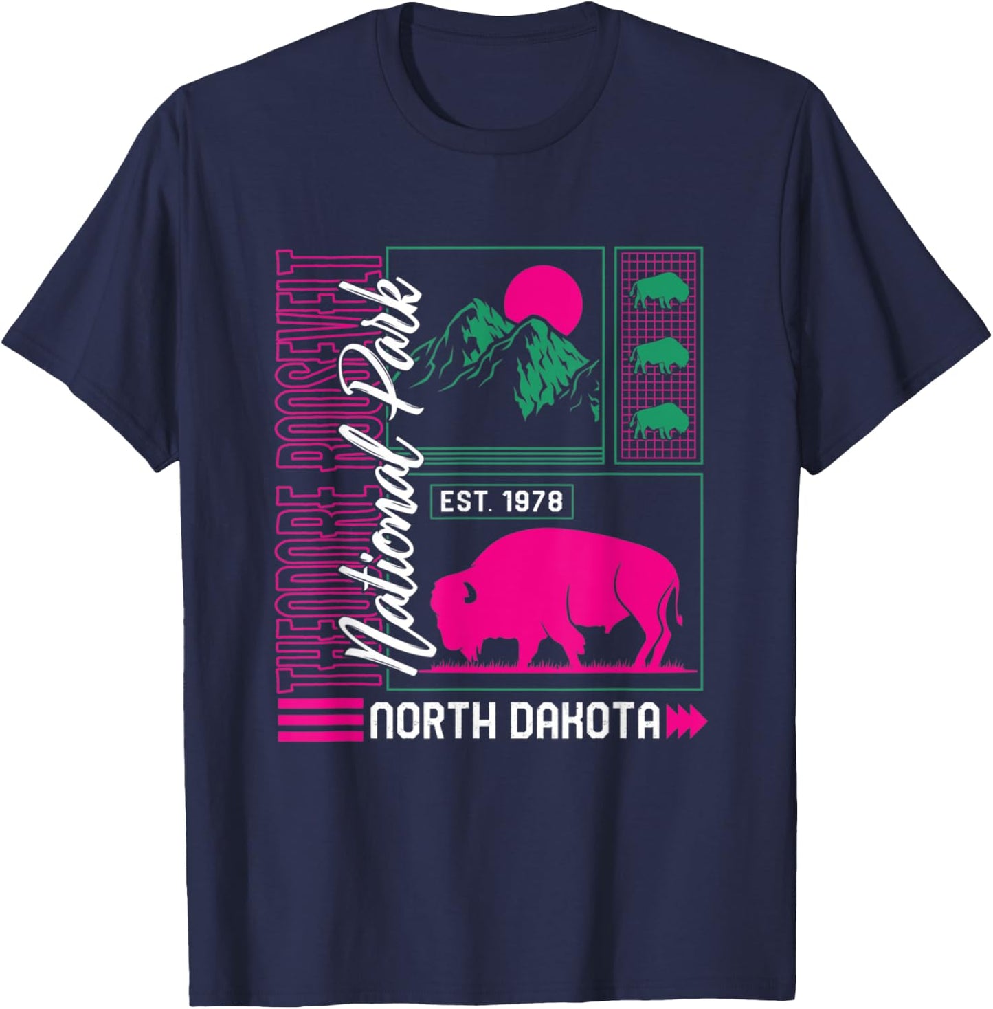 Theodore Roosevelt National Park North Dakota Hiker Souvenir T-Shirt - T-Shirt | Navy