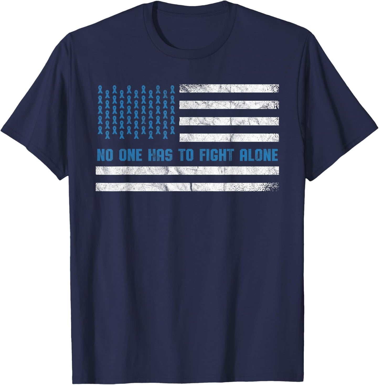 Diabetes Awareness No One Has To Fight Alone American Flag T-Shirt - T-Shirt | Navy