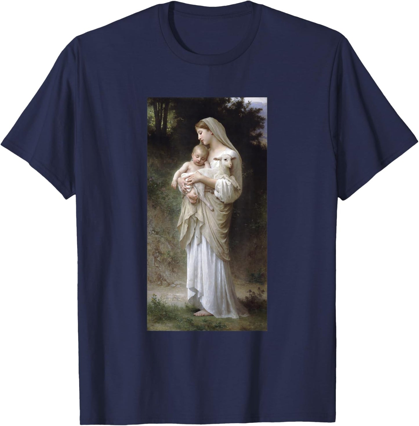 Innocence by William-Adolphe Bouguereau Christian Art T-Shirt - T-Shirt | Navy