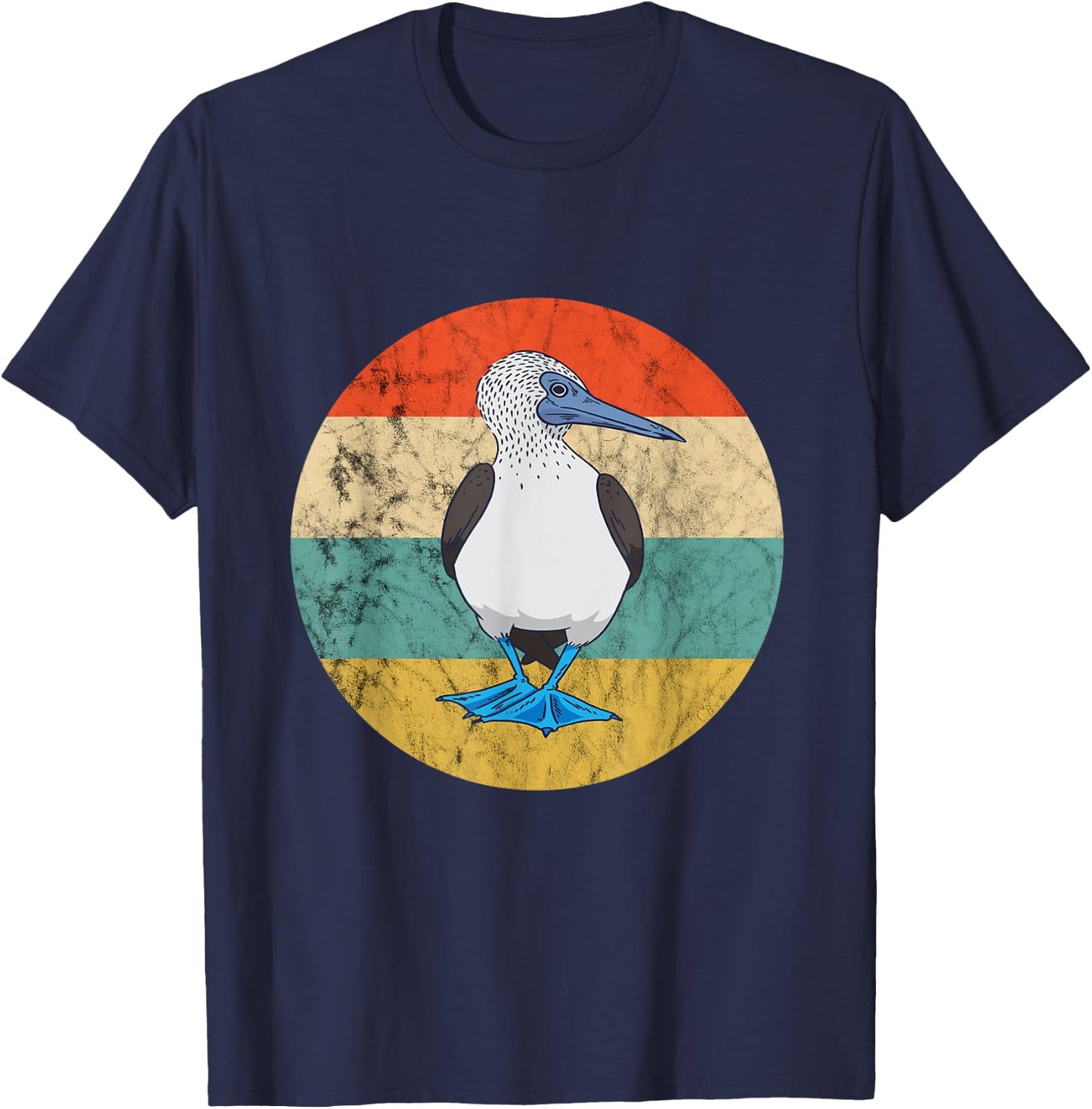 Blue Footed Boobies Retro Vintage Sunset Tropical Sea Bird T-Shirt - T-Shirt | Navy