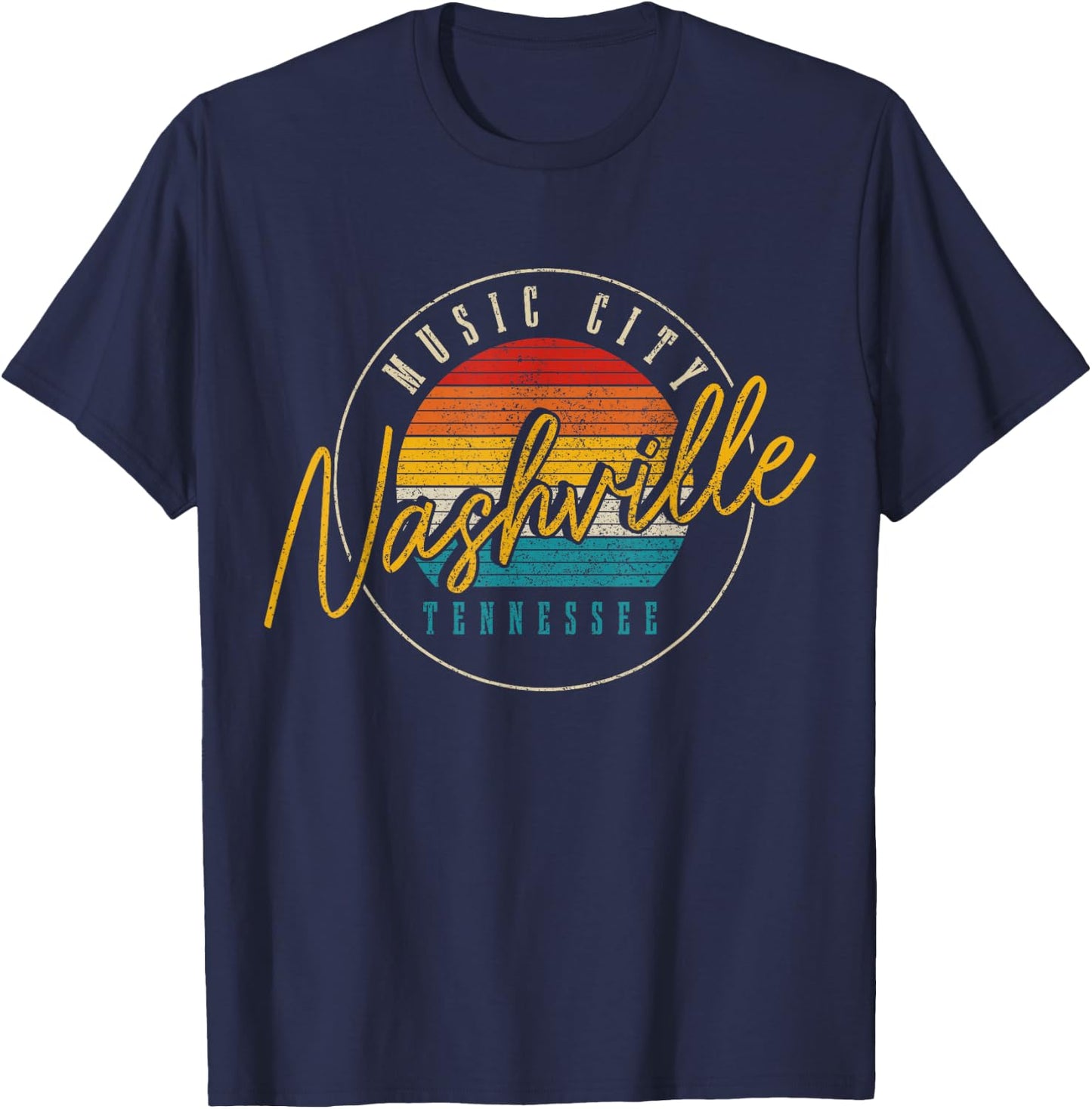 Nashville Tennessee Country Music City Gift Vintage T-Shirt - T-Shirt | Navy