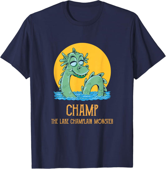 Champ The Lake Champlain Loch Ness Monster Cryptozoology T-Shirt - T-Shirt | Navy