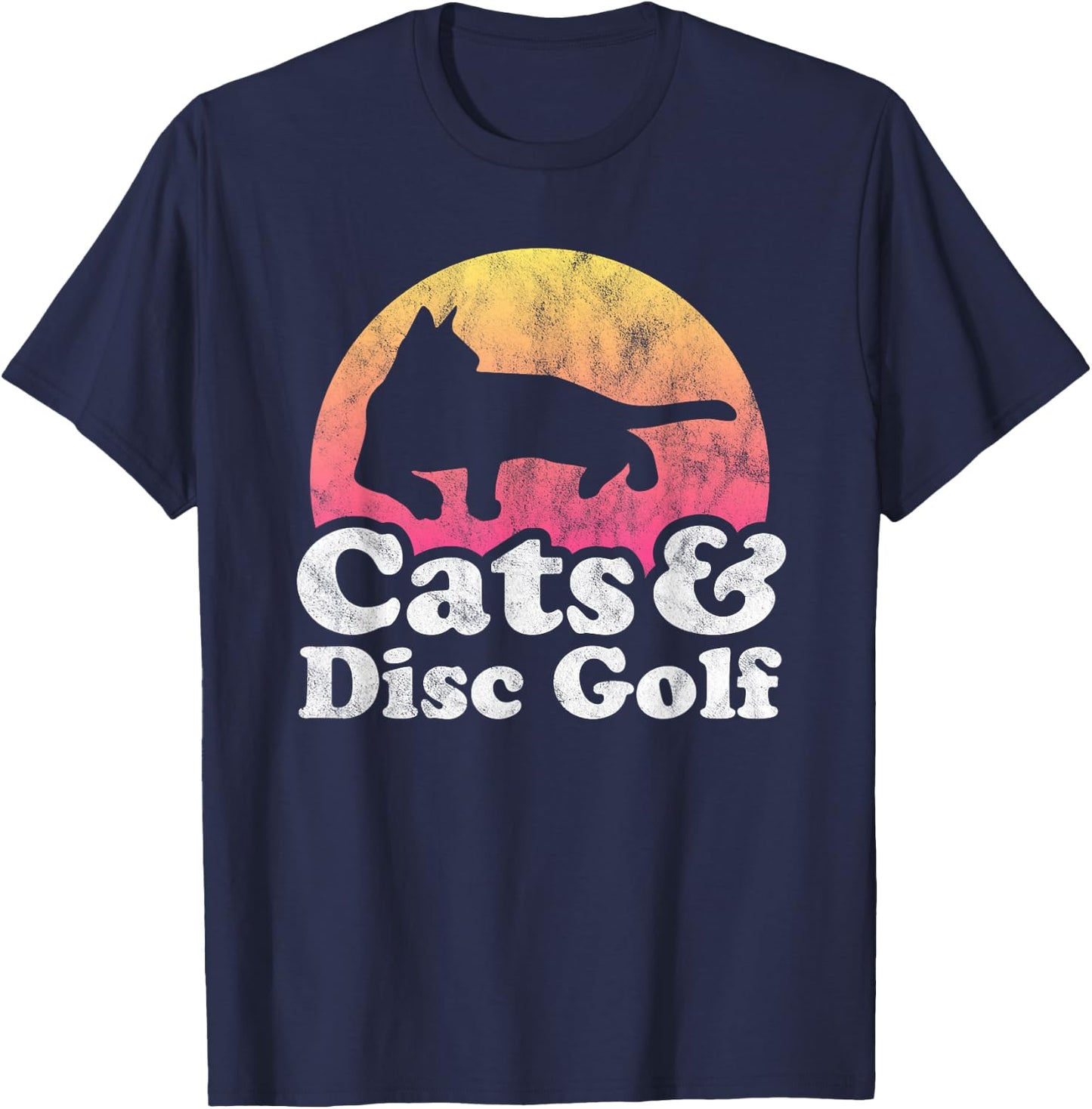 Cats and Disc Golf Men's or Women's Cat T-Shirt - T-Shirt | Navy