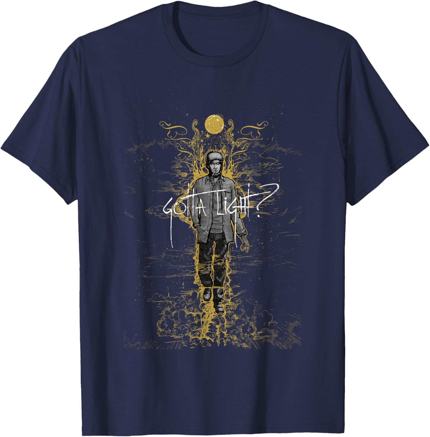 Twin Peaks Gotta Light? Hunstman Sketch Graphic T-Shirt - T-Shirt | Navy