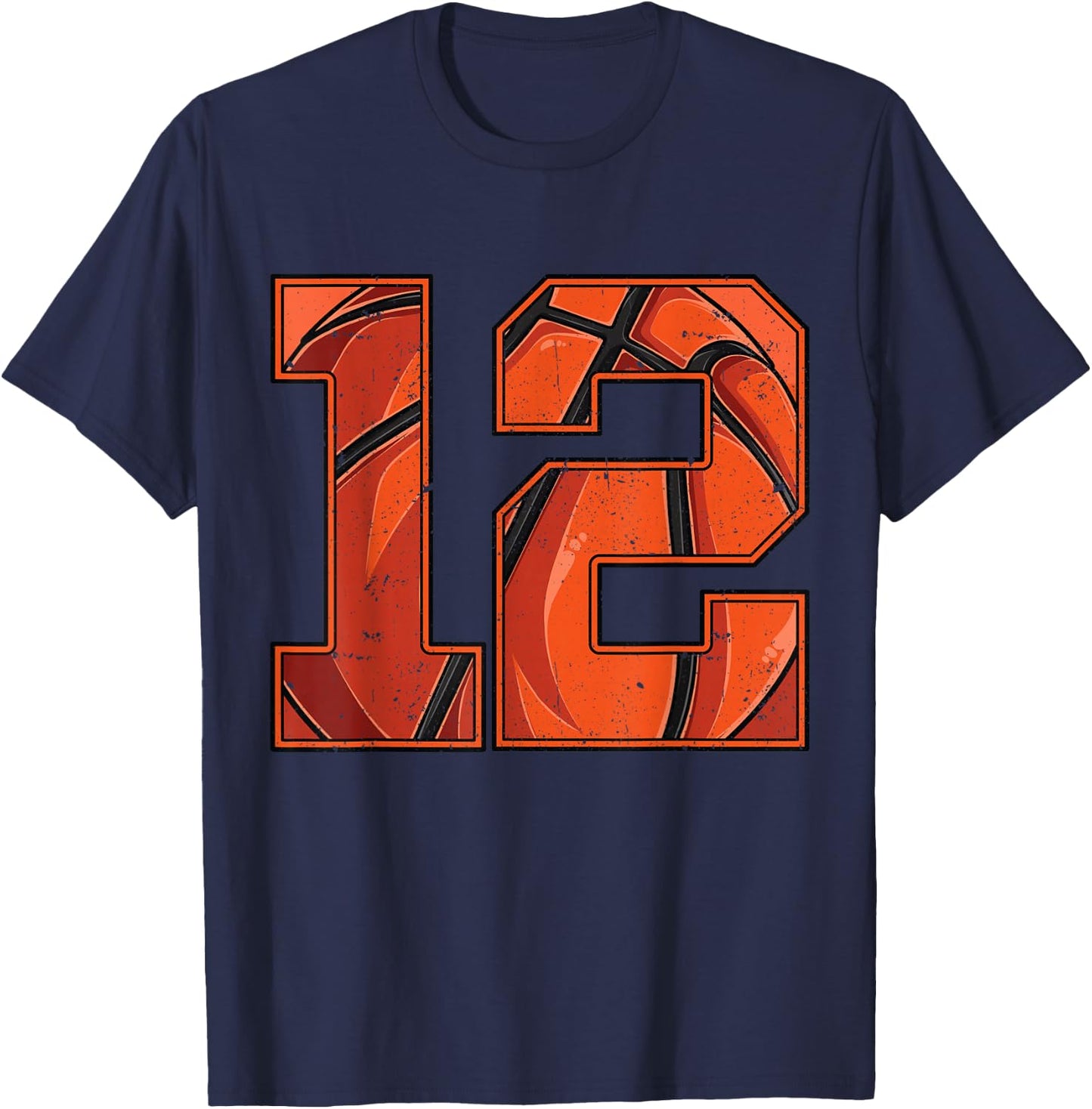 Basketball 12th Birthday Boy Girl Twelve 12 Years Old Bday T-Shirt - T-Shirt | Navy