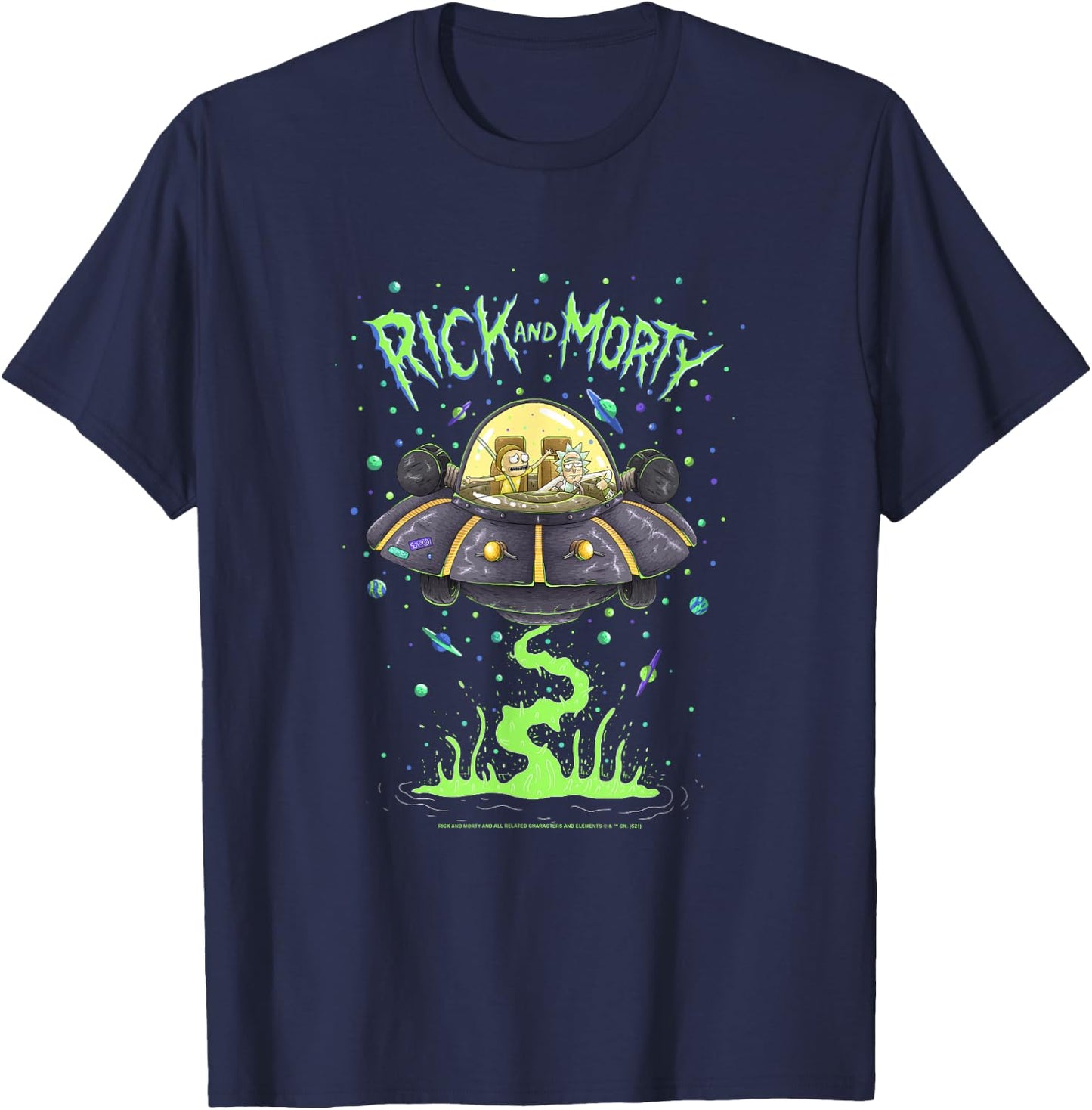 Rick and Morty Drunk Rick Ship T-Shirt - T-Shirt | Navy