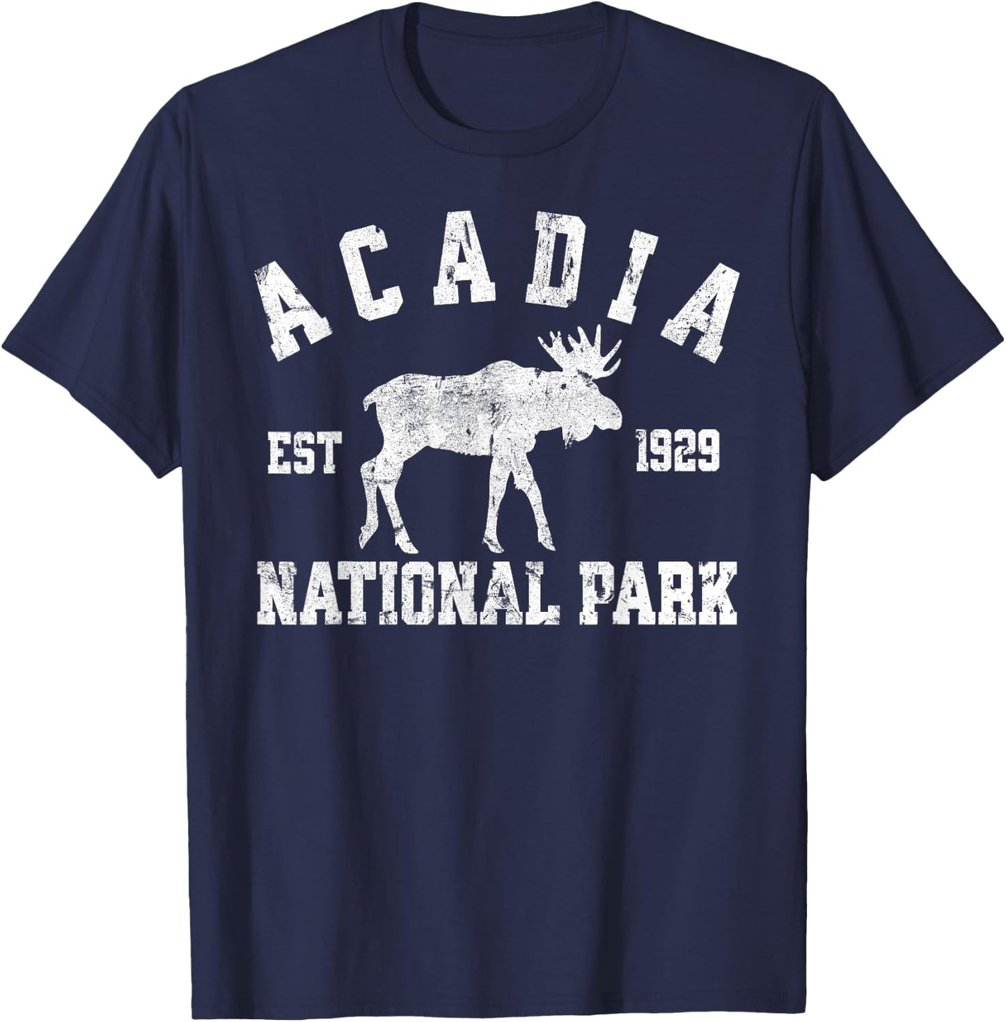 Acadia National Park Maine Nature Hike Moose Outdoors T-Shirt - T-Shirt | Navy
