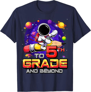 To 5th Grade And Beyond Astronaut Back To School 5th Grade T-Shirt - T-Shirt | Navy