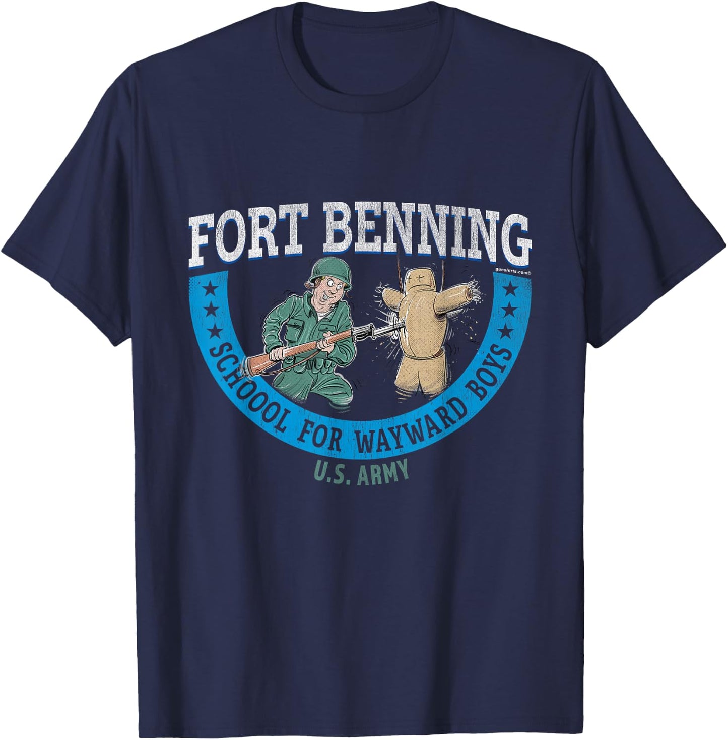 Fort Benning - School for Wayward Boys, Retro look T-Shirt - T-Shirt | Navy