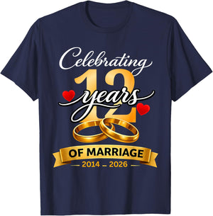 12 Years of Marriage 12th Anniversary 2014 2026 Shirt T-Shirt - T-Shirt | Navy